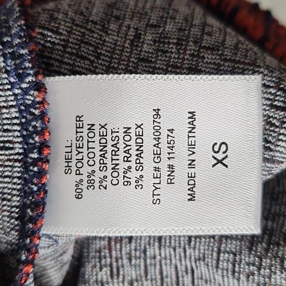 Anthropologie Ro&De Perette Frill Blouse Size XS Rust Navy Blue Textured Peplum - Picture 8 of 12